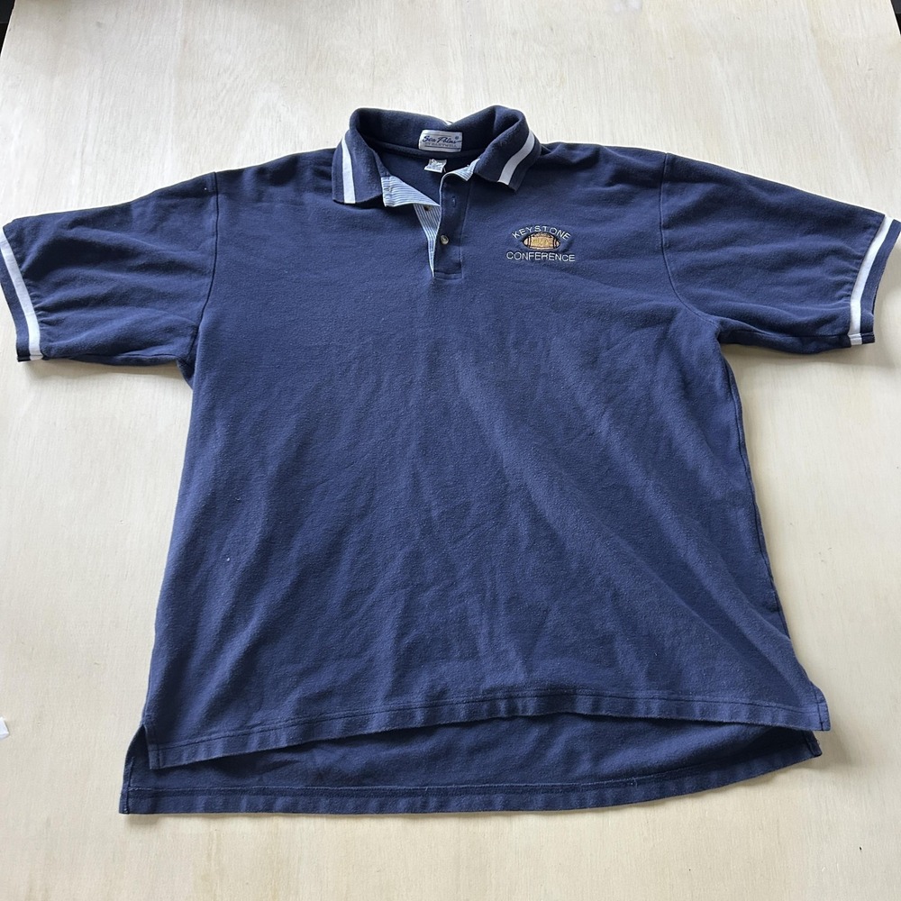 Vintage Sea Palms Polo Shirt Mens 2XL Blue Keystone Conference WPIAL Football